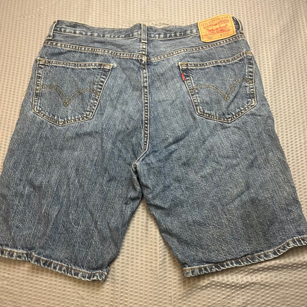 Levi Strauss 505 Regular Fit Denim Shorts Mens W36 Blue Jean Casual